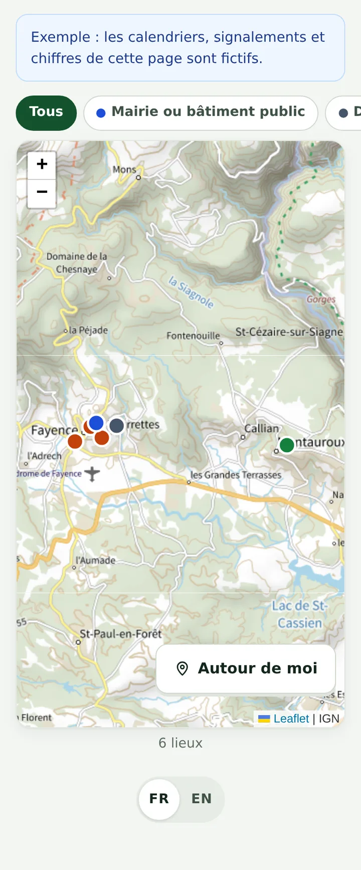 Carte des déchèteries et points d'apport, avec horaires et itinéraire